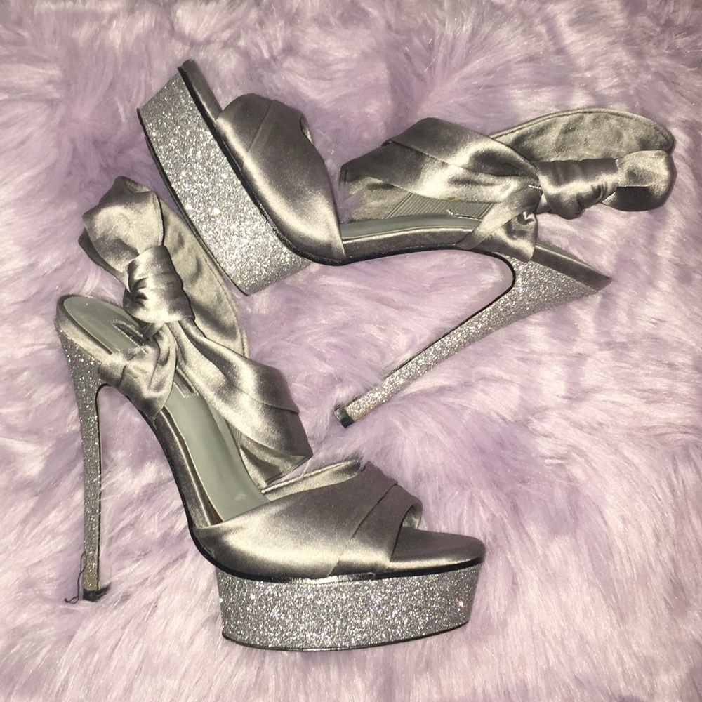 Stunning H by Halsten silver glitter platforms!